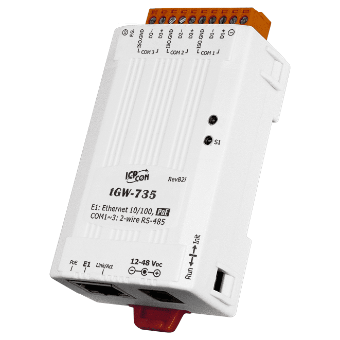 tGW-735  Modbus TCP to Modbus RTU/ASCII gateway (3xRS485)