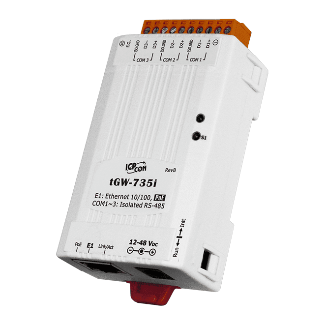 tGW-735i Isolated Modbus TCP to Modbus RTU/ASCII gateway (3xRS485)
